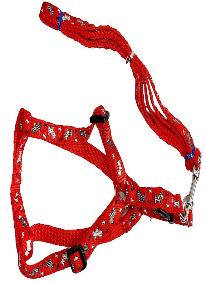 سرج نايلون خفيف الوزن من KittuPet مزين برسومات كرتونية أنيقة، مناسب للكلاب والقطط الصغيرة والمتوسطة الحجم، مقاس 1.5 سم، لون أحمر، مطبوع